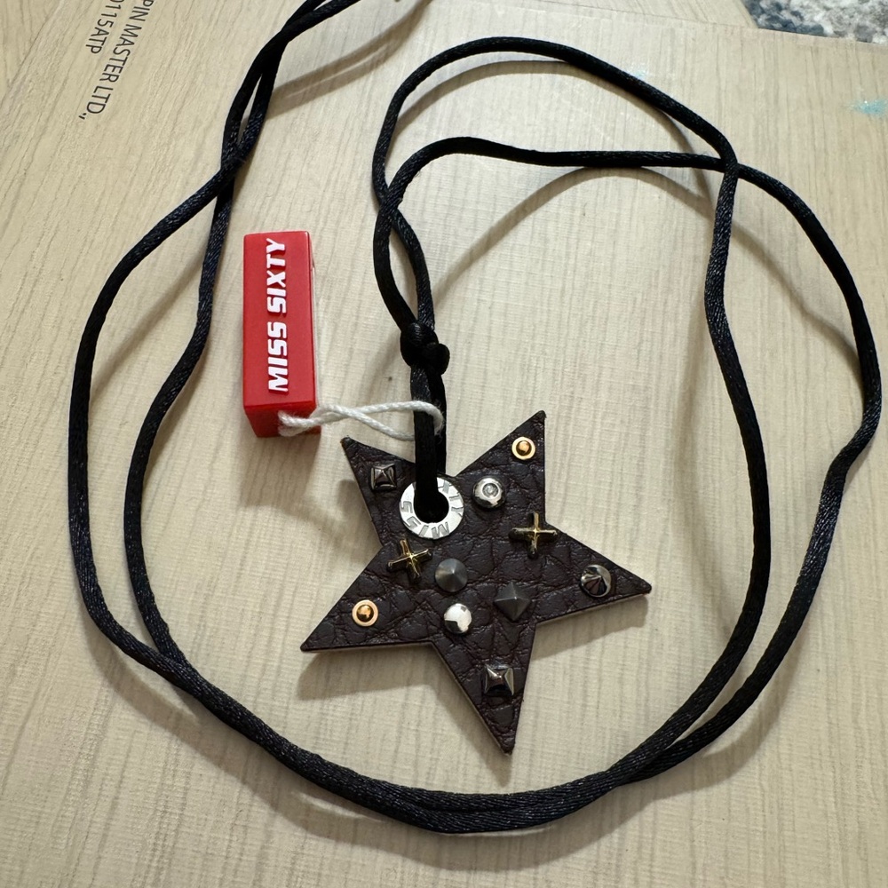 Miss Sixty Black Necklace with Brown Star Pendant